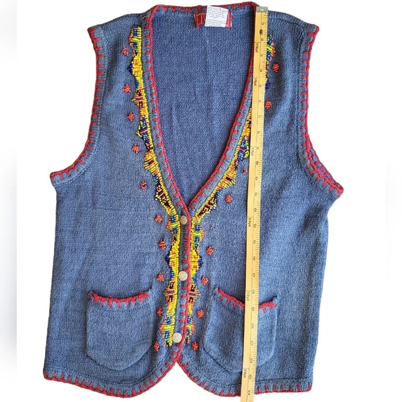 VTG Ivy Wear Navajo Beaded Silk Blend Sweater Vest - Picture 9 of 11